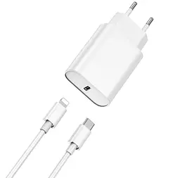 Мережевий зарядний пристрій Wiwu Wi-U001 Type C 20 PD charger set with EU Plug Type C to Lightning Білий