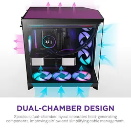 Корпус NZXT H9 Flow RGB Tempered Glass без БЖ Black (CM-H92FB-R1) - мініатюра 2