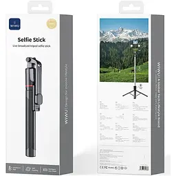 Монопод-штатив WiWU Bluetooth Selfie Stick Tripod with LED Black (Wi-SE015) [163485] - мініатюра 6