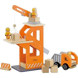 Дерев'яний набір Viga Toys Підйомний кран і самоскид (51616) - мініатюра 2