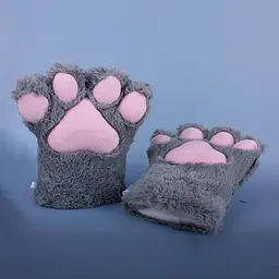 Косплей Рукавички Лапи Кішки Сірі Cosplay Cat Paws Gloves Gray P CCPGG - мініатюра 2