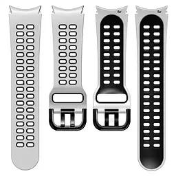 Браслет Galaxy Sport для Samsung Galaxy Watch 4 - біло-чорний ширина кріплення 20мм силікон Watchbands (W39-9WB42018759) - мініатюра 3