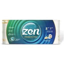 Туалетний папір Zen Premium Care Ocean SPA 3 шари 8 рулонів (5944582100077)