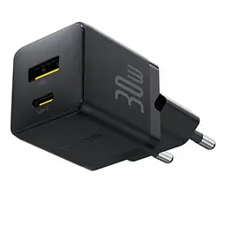 Мережевий зарядний пристрій Baseus Palm Type-C+USB 30W чорний P1011160A113-00 - мініатюра 5