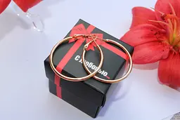 Сережки кільця Xuping Jewelry гладкі 3,5 см золотисті