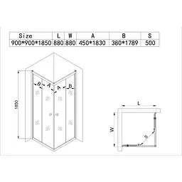 Душова кабіна без піддону Mixxus Cubic SC01-90x90x185-Tr прозоре скло 4мм New chrome MI8366, Хром, прозорий, хром - мініатюра 3
