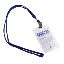 Бейдж Buromax вертикальний, 64 х 108 мм, зі шнурком на кліпі (BM.5413)