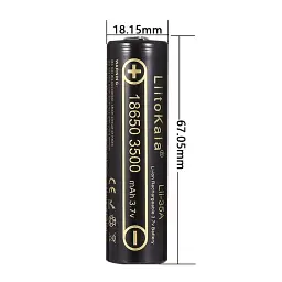 Акумулятор 18650 3500mah (3300-3500mah), 3.7V(2.75-4.2V), Black Liitokala (Lii-35A-JT) - мініатюра 5