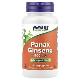 Натуральна добавка NOW Panax Ginseng 500 mg, 100 вегакапсул
