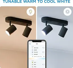 WiZ Світильник точковий накладний розумний IMAGEO Spots, 2х5W, 2200-6500K, RGB, Wi-Fi, чорний - мініатюра 8