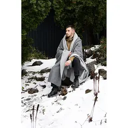 Плед-ковдра Love You вовняний 215х150 см сірий зі світло-сірим  (6053) - мініатюра 4