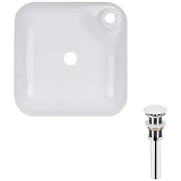 Комплект Qtap Stork: Раковина накладна квадратна 430x430x125 мм White + Донний клапан PU02 (QT15112194WN47318)