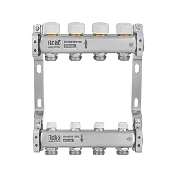 Колектор з термостатичними та запірними клапанами Roho R805-04M - 1"x 4 вих RO1044 - мініатюра 2