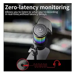 Професійний студійний конденсаторний мікрофон Jmary MCPW13 USB RGB Black - мініатюра 13