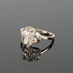 Каблучка з жовтого золота з фіанітами 16 K-0294