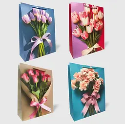 Подарунковий пакет картон Flowers 200 г 26 × 32 × 10 см В асортименті, 6 шт. в уп.