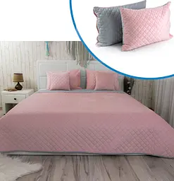 Набір покривало 220х240 + 2 чохли на подушки 50х70 Руно Pink and Grey ромб (К_994.55_Pink and Grey ромб)