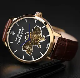 Наручний годинник чоловічий BESTA Skeleton Gold Black Dial Золотистий (3583) - мініатюра 4
