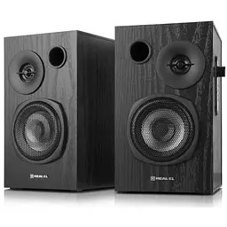 Колонки 2.0 REAL-EL S-235 чорний, 2 x 9 Вт, МДФ, живлення від 220V, керування збоку