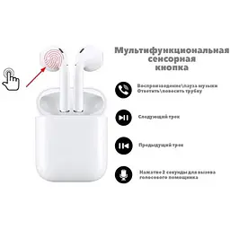 Бездротові блютуз навушники TWS i11 з боксом для заряджання White (au059-hbr) - мініатюра 3