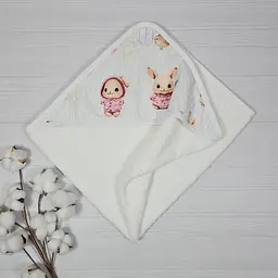Дитячий рушничок-куточок 80х80 a.l.babybox Мрійливі зайченята