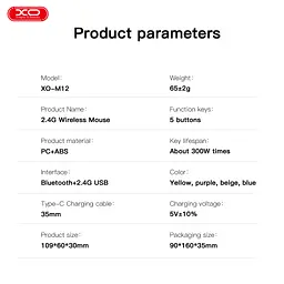 Комп'ютерна миша XO M12 Bluetooth wireless transparent Blue teh0022038 - мініатюра 4