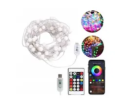Гірлянда Sun Lamp Розумна світлодіодна музична 200 LED 20 м кульки Multi різнокольорові USB керування від смартфона - мініатюра 3