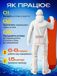 Електроустілки з підігрівом USB (розмір 35-40), Термоустілки підрізні, універсальні для зимового взуття, Чорні (5166599672) - мініатюра 5