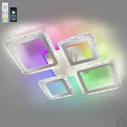 Смарт люстра керована світлодіодна OVAL ICE RGB 5S 75 Вт 725x500x93 мм Біла ESLLSE