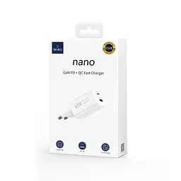 Мережевий зарядний пристрій Wiwu Wi-U012 65W PD QC wall charger EU Plug Білий - мініатюра 2