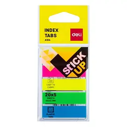 Стікери-закладки 12 х 44 мм Deli EA10402 пластикові, 5 х 20 арк.