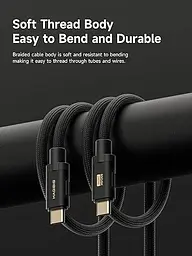 Кабель USB4 Thunderbolt 5 HAGiBiS Type-C 120Gbps 240W Black Soft 1 метр - мініатюра 3