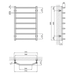 Сушарка для рушників водяна Kroner KRP Diva WT800x500-7 (CV036305) - мініатюра 5