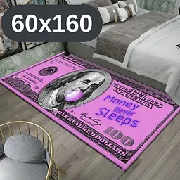 Стильний та зносостійкий килим для дому "100 доларів рожевий Money Never Sleeps" 60х160 KT8000411