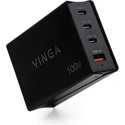Зарядний пристрій Vinga GaN 100 Вт, PD + QC, дротовий, кабель 1.2 м, порти: 3xUSB-C + 1xUSB-A (VCPCH100CB) - мініатюра 9