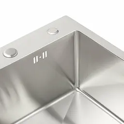 Кухонна мийка Platinum Handmade нержавійка 45x45 (сифон крулий 3.0/0.8) - мініатюра 3