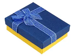 Коробка подарункова XUPING синьо-жовта з бантом Універсальна 7х9см, h = 2.5см (203206) - мініатюра 3