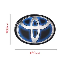 Емблема під склом Toyota Чорна із Синім Контуром 160х108 мм на скотчі (Завод) - мініатюра 2