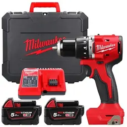 Дриль-шуруповерт акумуляторний безщітковий ударний MILWAUKEE, M18 BLPDRC-502C.60.5Нм(ЗУ.2х5Аг,кейс)