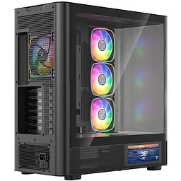 Корпус ModeCom VOLCANO AQ400 ARGB MIDI SIDE LCD 6,2” 4x120mm fans BLACK без БЖ ATX - мініатюра 6