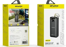 Power Bank Awei PA-34 30000mAh PD 65W LED Black UA - мініатюра 2