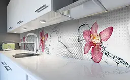 Кухонний фартух Орхідея Бризки води вінілова для кухні 65х250 см Текстури Сірий Happy Pocket Z184617 - мініатюра 5