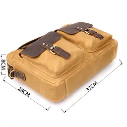 Стильний портфель з якісного текстилю зі шкіряними вставками Vintage 20874_1 світло-коричневий - мініатюра 3