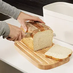 Хлібниця з бамбуковою кришкою-дошкою Joseph Joseph Bread Bin 18x37x22 см біла (81097) - мініатюра 3