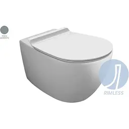 Унітаз підвісний Simas Vignoni Rimless VI18 з кришкою soft-close Cemento matt VI18-F85-VI004СM, Сірий