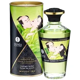 Розігріваюче масло Shunga Aphrodisiac Warming Oil Midnight Sorbet без цукру, смачне 100 мл