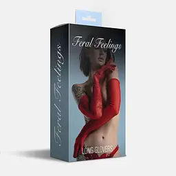 Рукавички довгі сітка Feral Feelings - Long Glover M, червоні - мініатюра 2