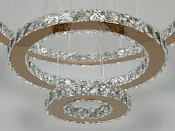 Люстра стельова LED Diasha 7201-8W/580+400+200G 66W, регульована висота, пульт ДУ, діаметр 58 см, кришталевий дизайн, для дому - мініатюра 5