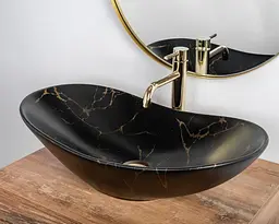 Умивальник Rea Royal 36x60,5 black marble mat (REA-U7478), Матова - мініатюра 4