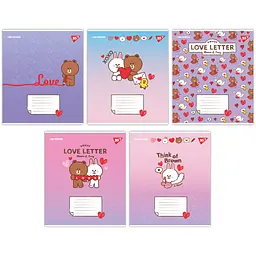 Набор тетрадей Yes Line Friends. Love letter А5 в косуюю линию 12 листов 25 шт. (766934)